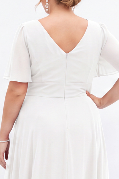 Black A Line V Neck Plus Size Formal Dress