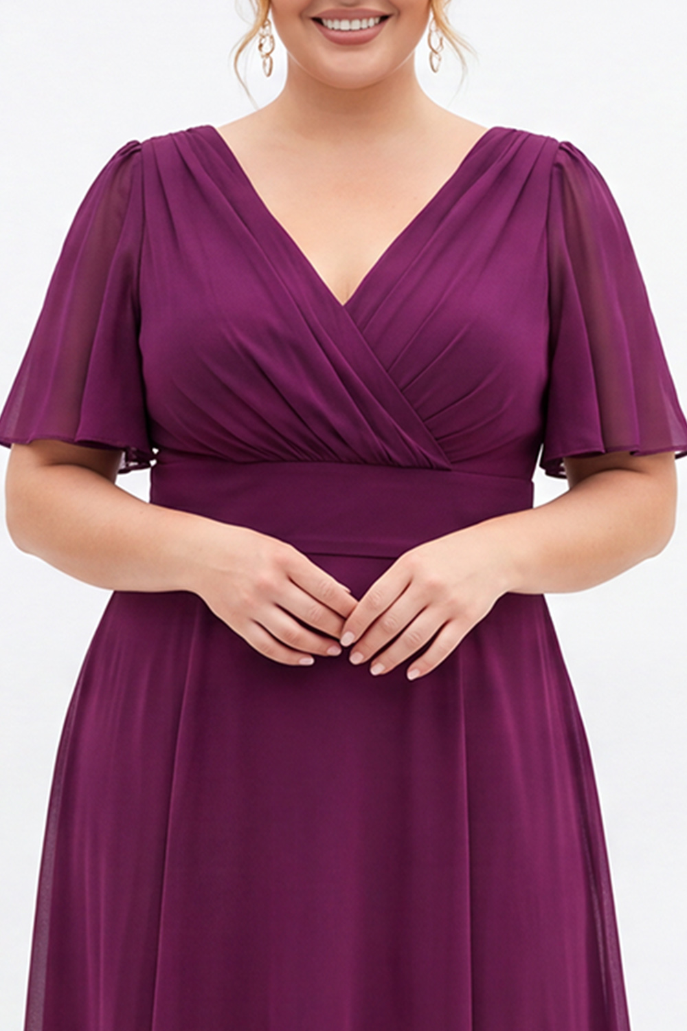 Black A Line V Neck Plus Size Formal Dress