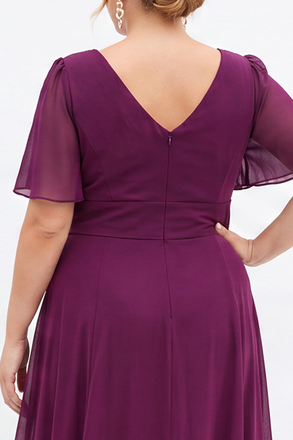 Black A Line V Neck Plus Size Formal Dress