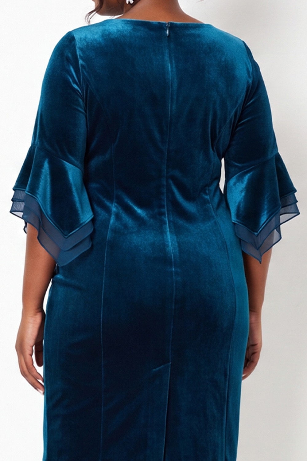 Peacock Blue Velvet Bodycon Mini Dress