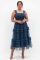 Plus Size Navy A Line Tulle Midi Dress