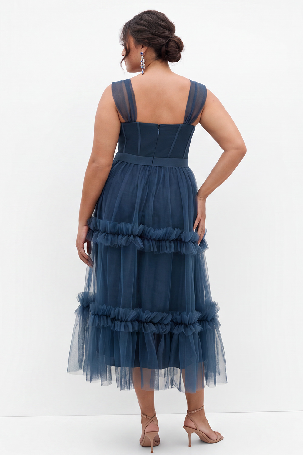 Plus Size Navy A Line Wedding Guest Dress