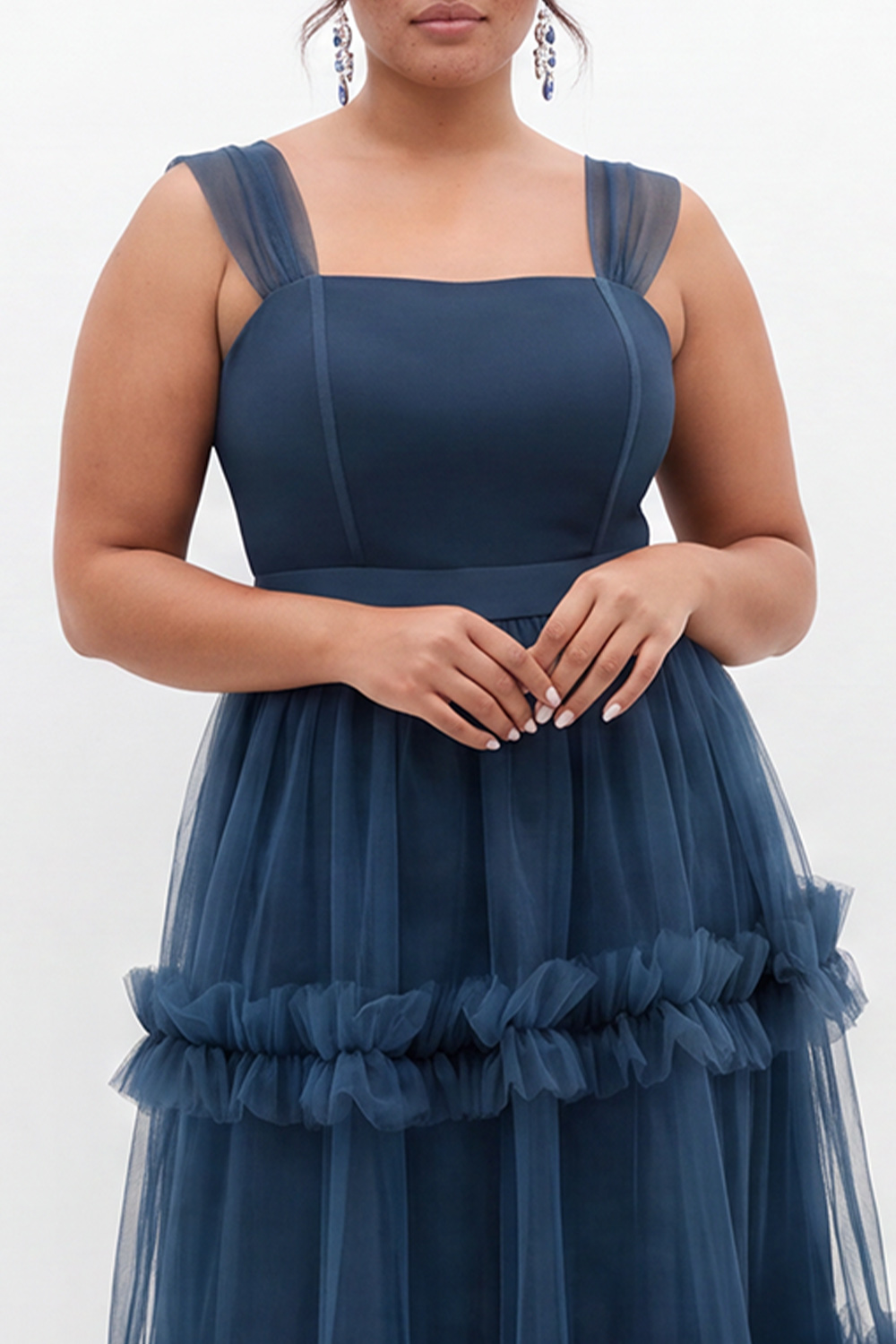 Plus Size Navy A Line Wedding Guest Dress