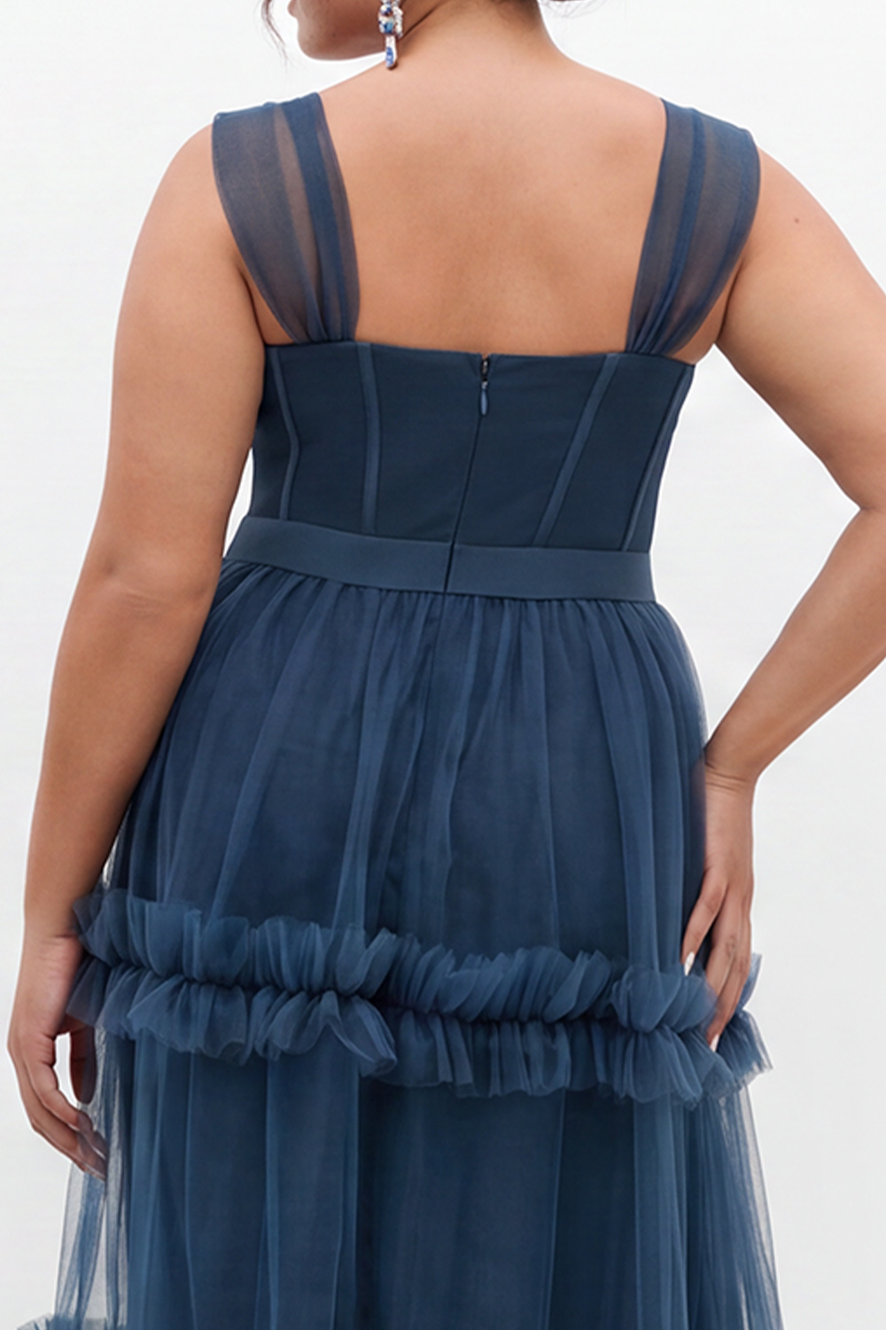 Plus Size Navy A Line Wedding Guest Dress