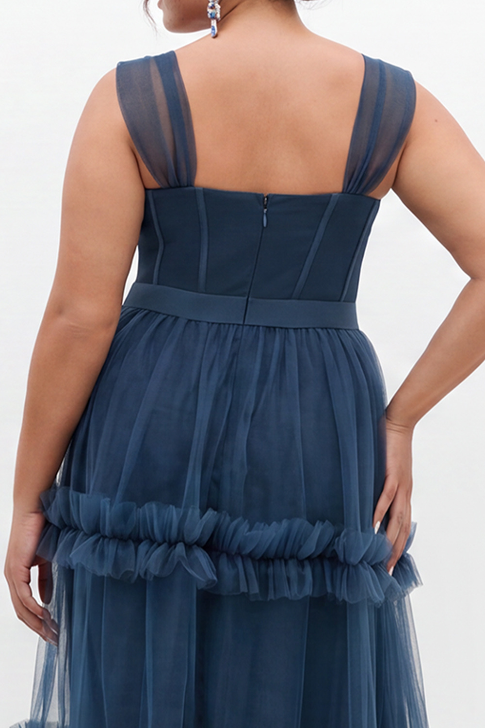 Plus Size Navy A Line Wedding Guest Dress