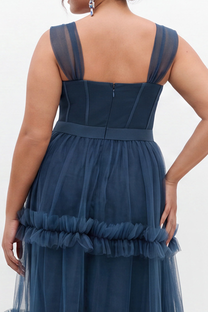 Plus Size Navy A Line Wedding Guest Dress