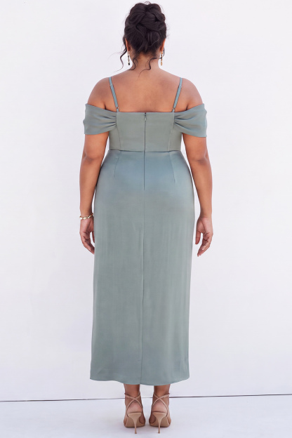Sage Green Cold Shoulder Plus Size Bridesmaid Dress