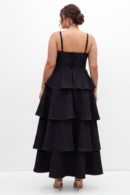 Plus Size Black A Line Tiered Formal Dress