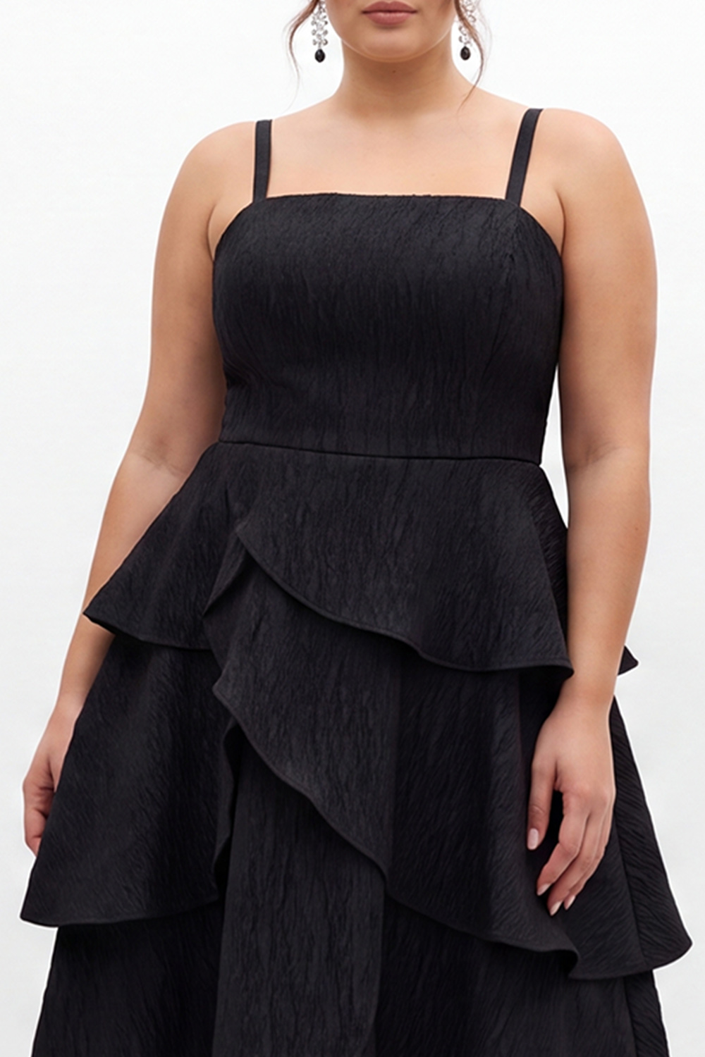 Plus Size Black A Line Tiered Formal Dress