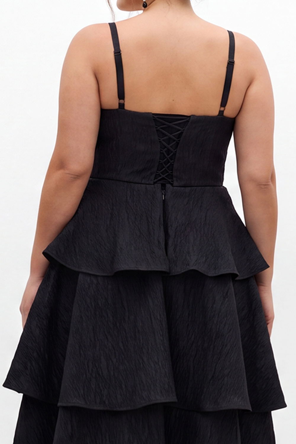 Plus Size Black A Line Tiered Formal Dress