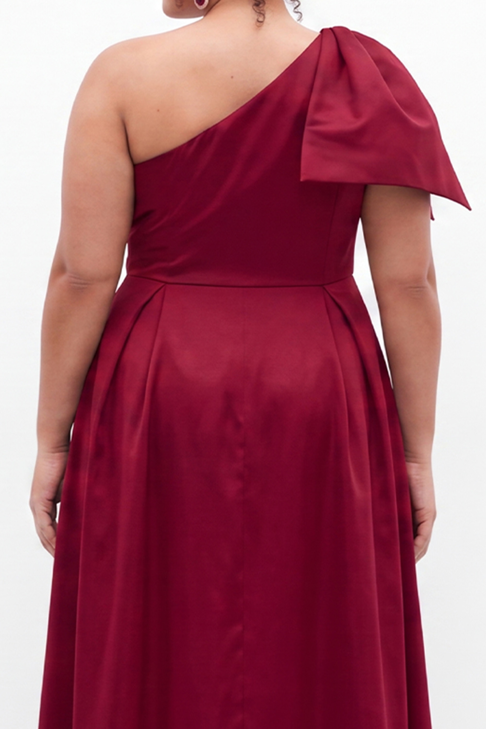 Black One Shoulder A Line Plus Size Formal Dress with Bow