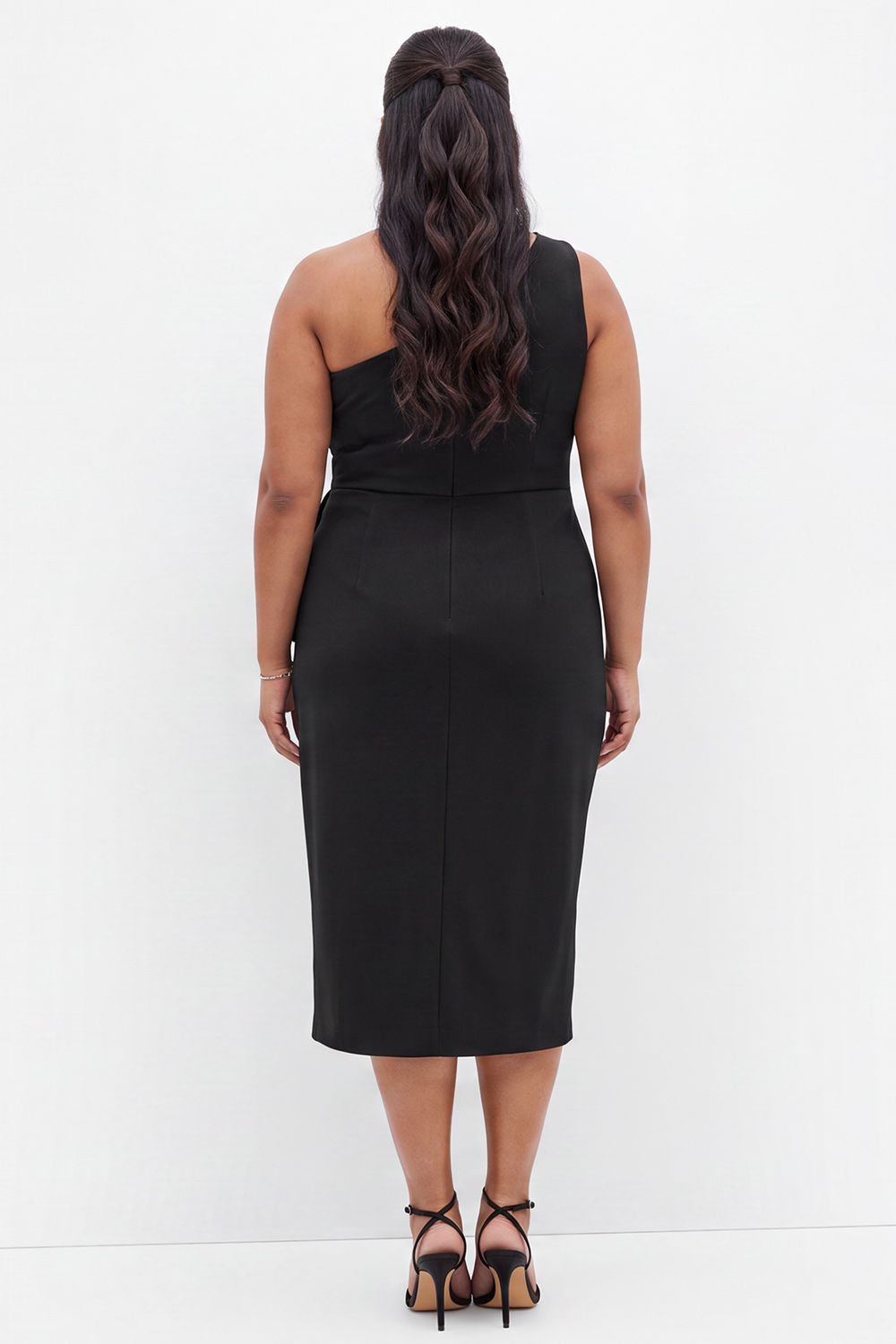 One Shoulder Pencil Black Plus Size Formal Dress