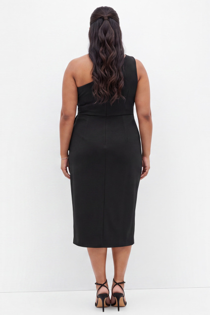 One Shoulder Pencil Black Plus Size Formal Dress