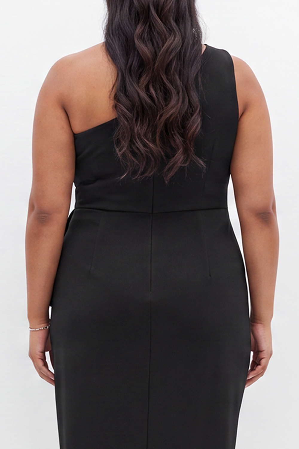 One Shoulder Pencil Black Plus Size Formal Dress