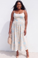 Blue Rose Plus Size A Line Jacquard Midi Wedding Guest Dress