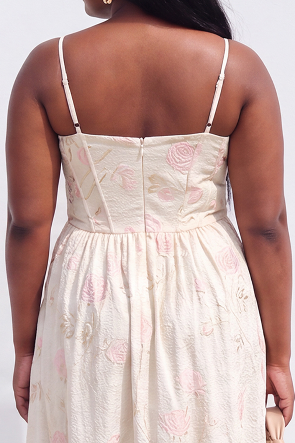 Blue Rose A-Line Jacquard Midi Plus Size Wedding Guest Dress