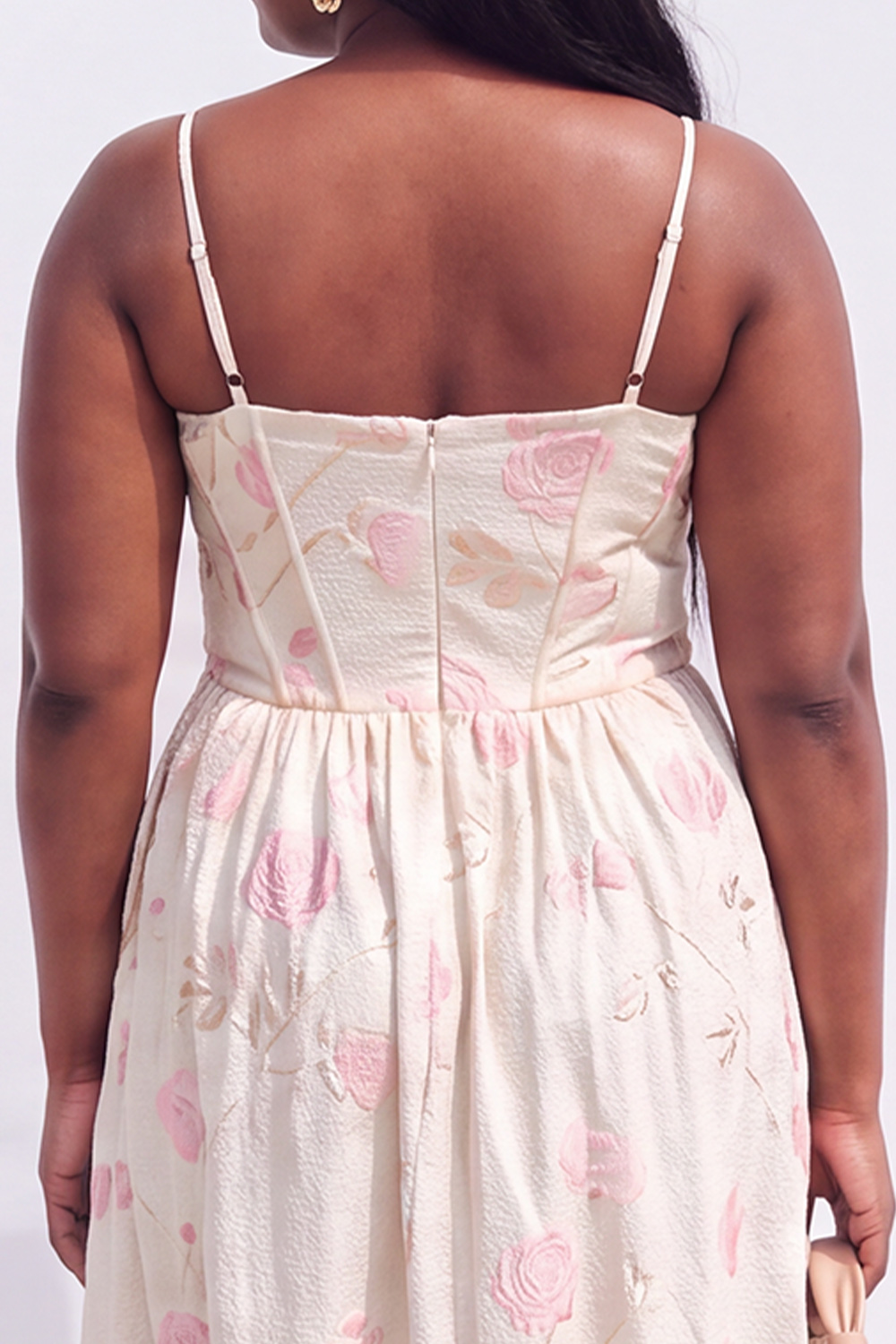 Blue Rose A-Line Jacquard Midi Plus Size Wedding Guest Dress
