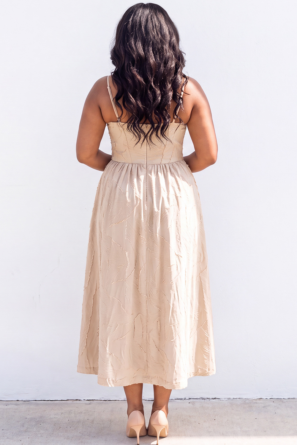 Blue A-Line Printed Midi Plus Size Wedding Guest Dress