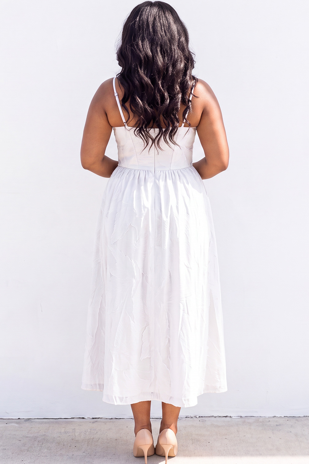 Blue A-Line Printed Midi Plus Size Wedding Guest Dress
