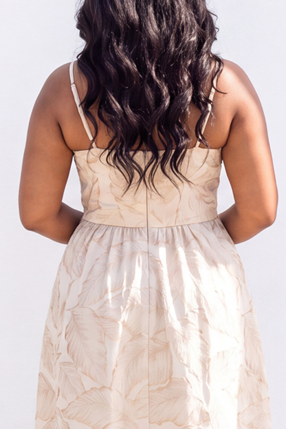 Blue A-Line Printed Midi Plus Size Wedding Guest Dress