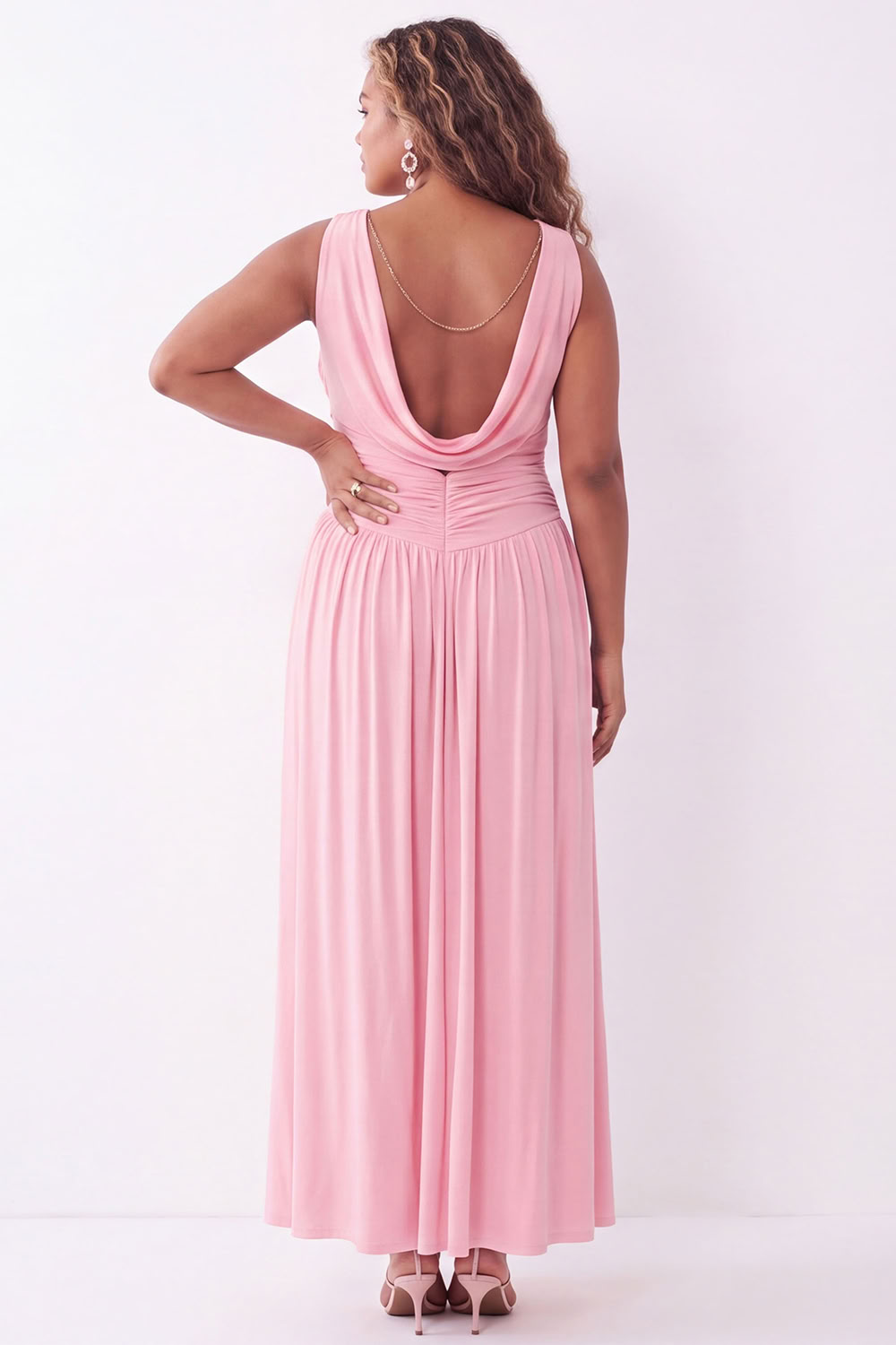 Grass Green A-Line Ruched Maxi Plus Size Wedding Guest Dress