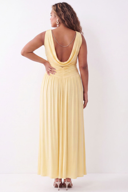 Grass Green A-Line Ruched Maxi Plus Size Wedding Guest Dress