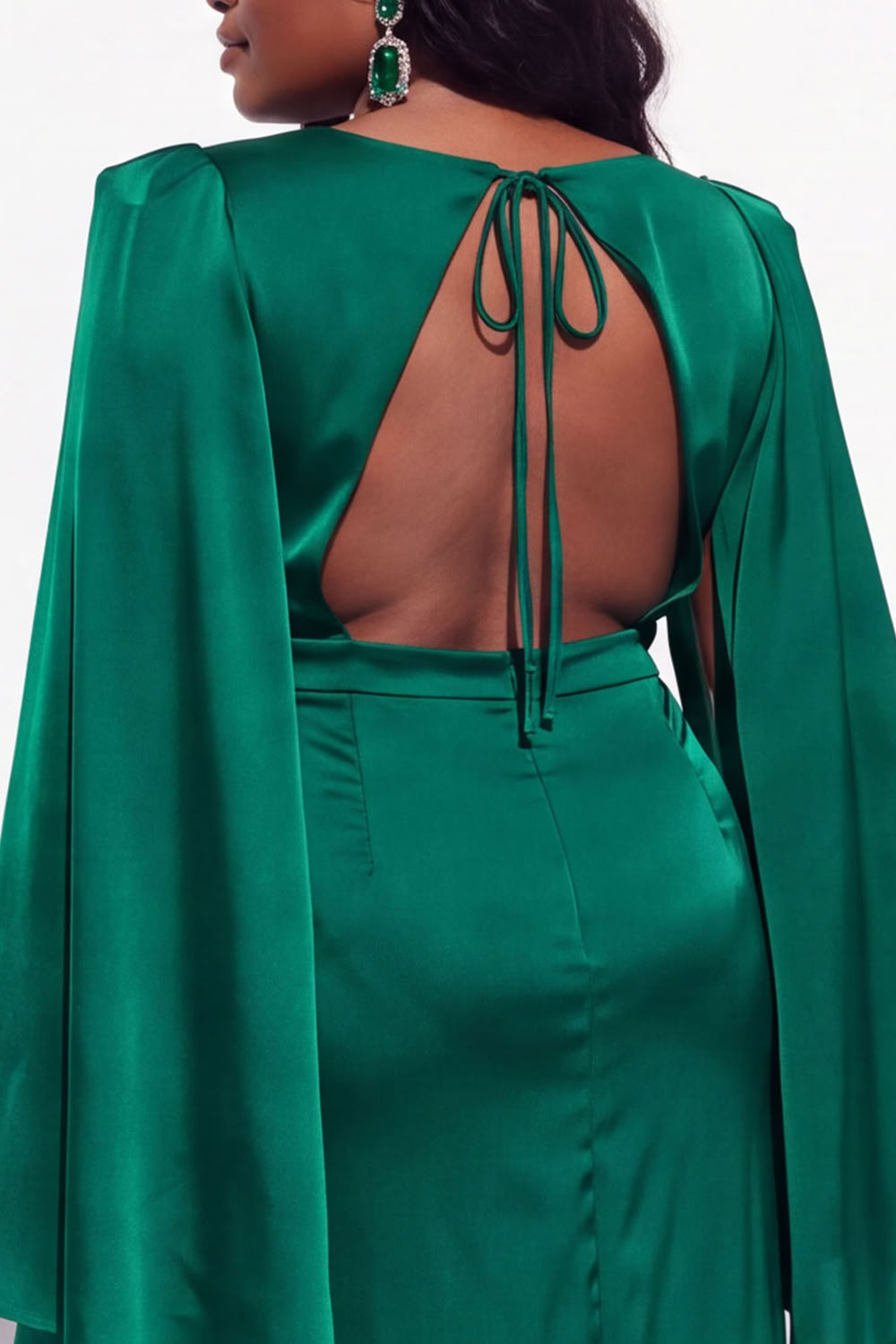 Plus Size Burgundy V-Neck Maxi Wedding Guest Dress with Slit