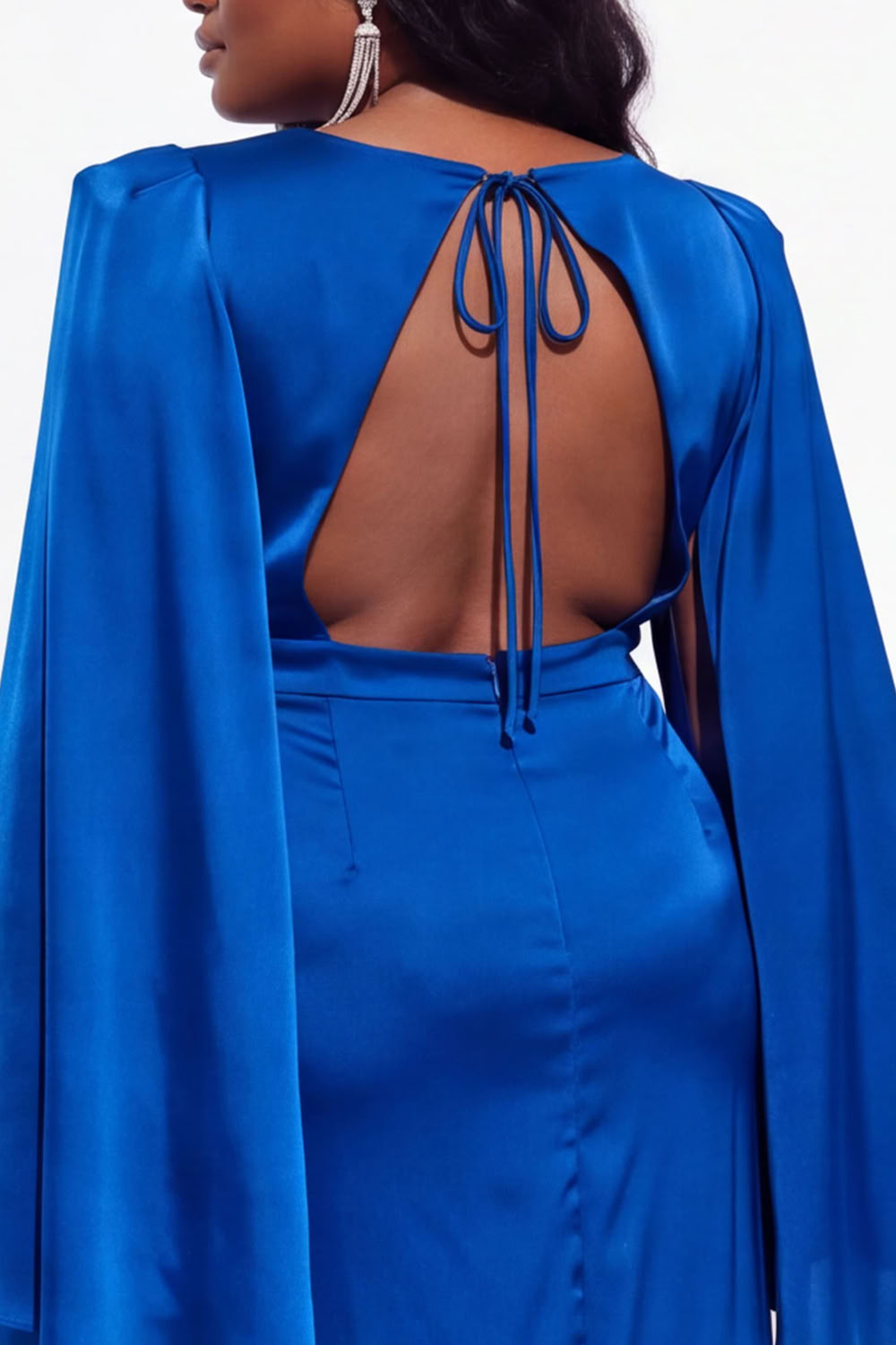 Plus Size Burgundy V-Neck Maxi Wedding Guest Dress with Slit