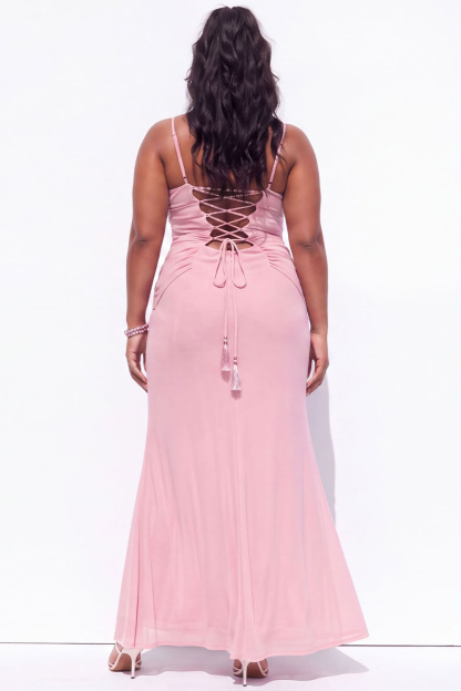 Blue Mermaid Ruched Maxi Plus Size Wedding Guest Dress