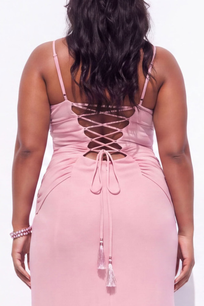 Blue Mermaid Ruched Maxi Plus Size Wedding Guest Dress