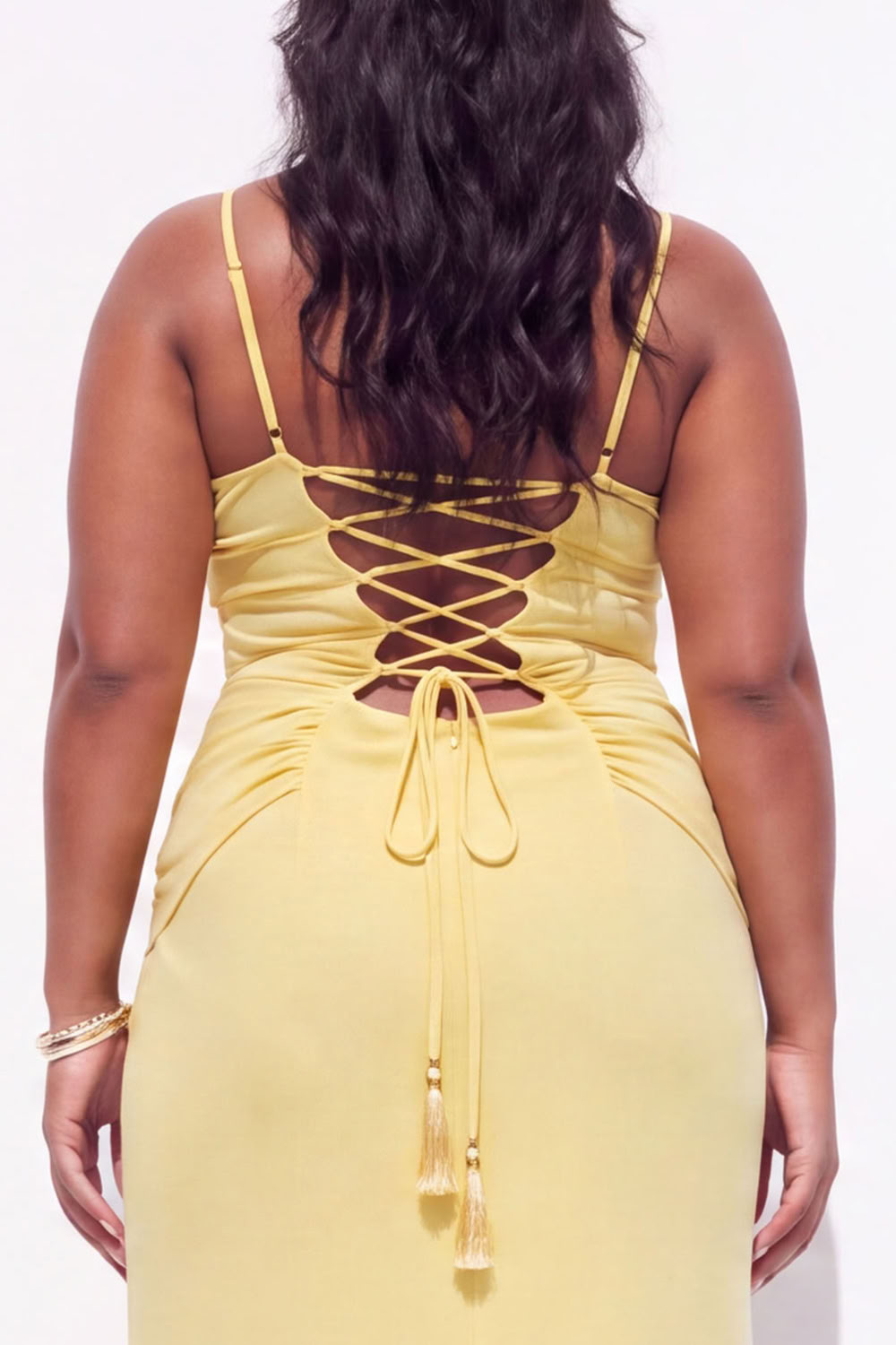 Blue Mermaid Ruched Maxi Plus Size Wedding Guest Dress