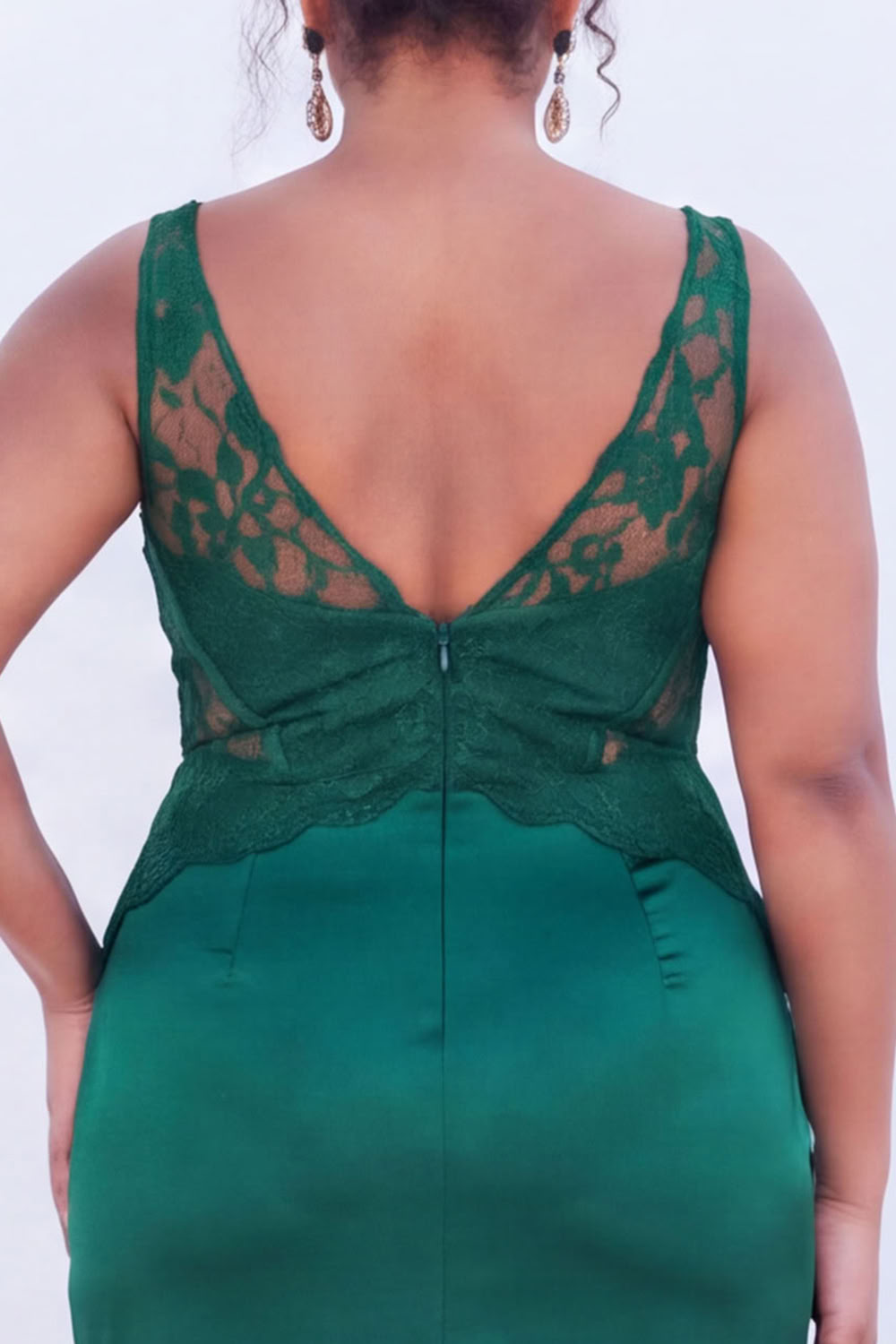 Black Corset Lace Plus Size Maxi Wedding Guest Dress with Slit
