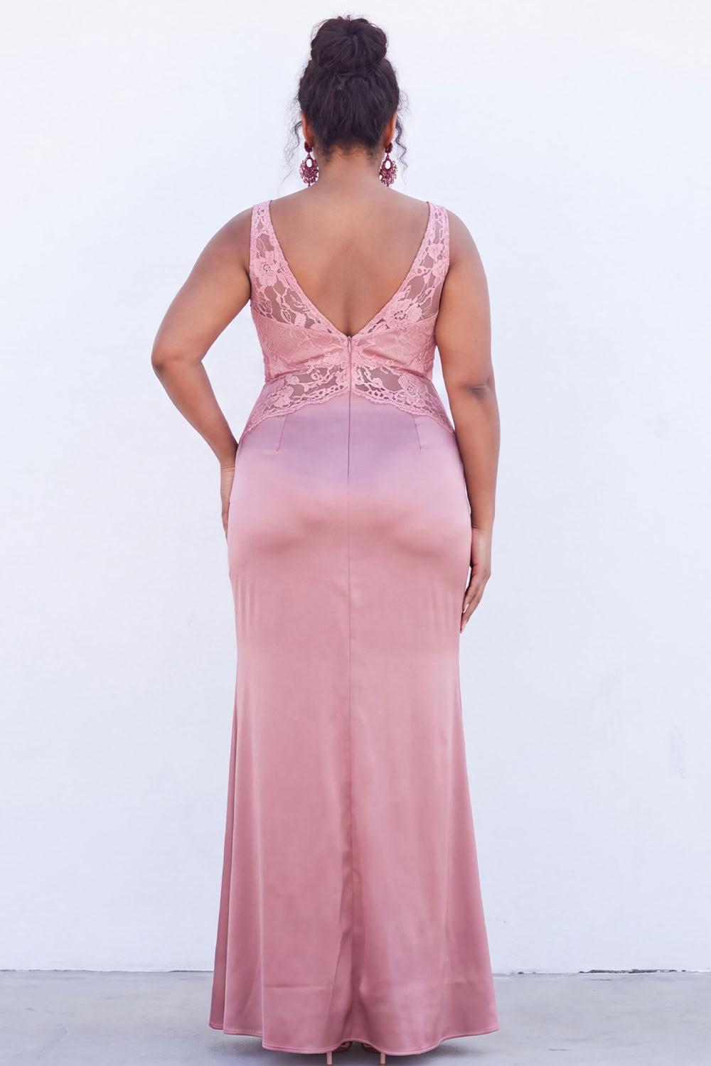 Black Corset Lace Plus Size Maxi Wedding Guest Dress with Slit