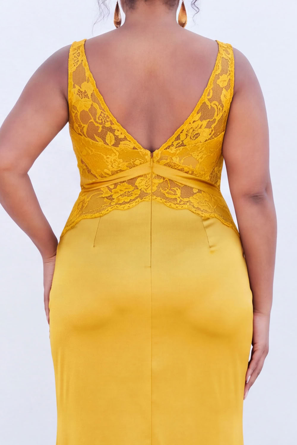 Black Corset Lace Plus Size Maxi Wedding Guest Dress with Slit