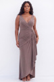 Black Mermaid V Neck Ruched Plus Size Formal Dress