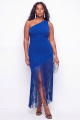 One Shoulder Plus Size Black Formal Dress with Fringes