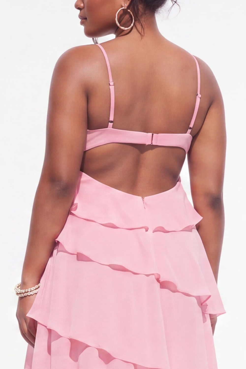Blue A-Line Tiered Maxi Plus Size Wedding Guest Dress