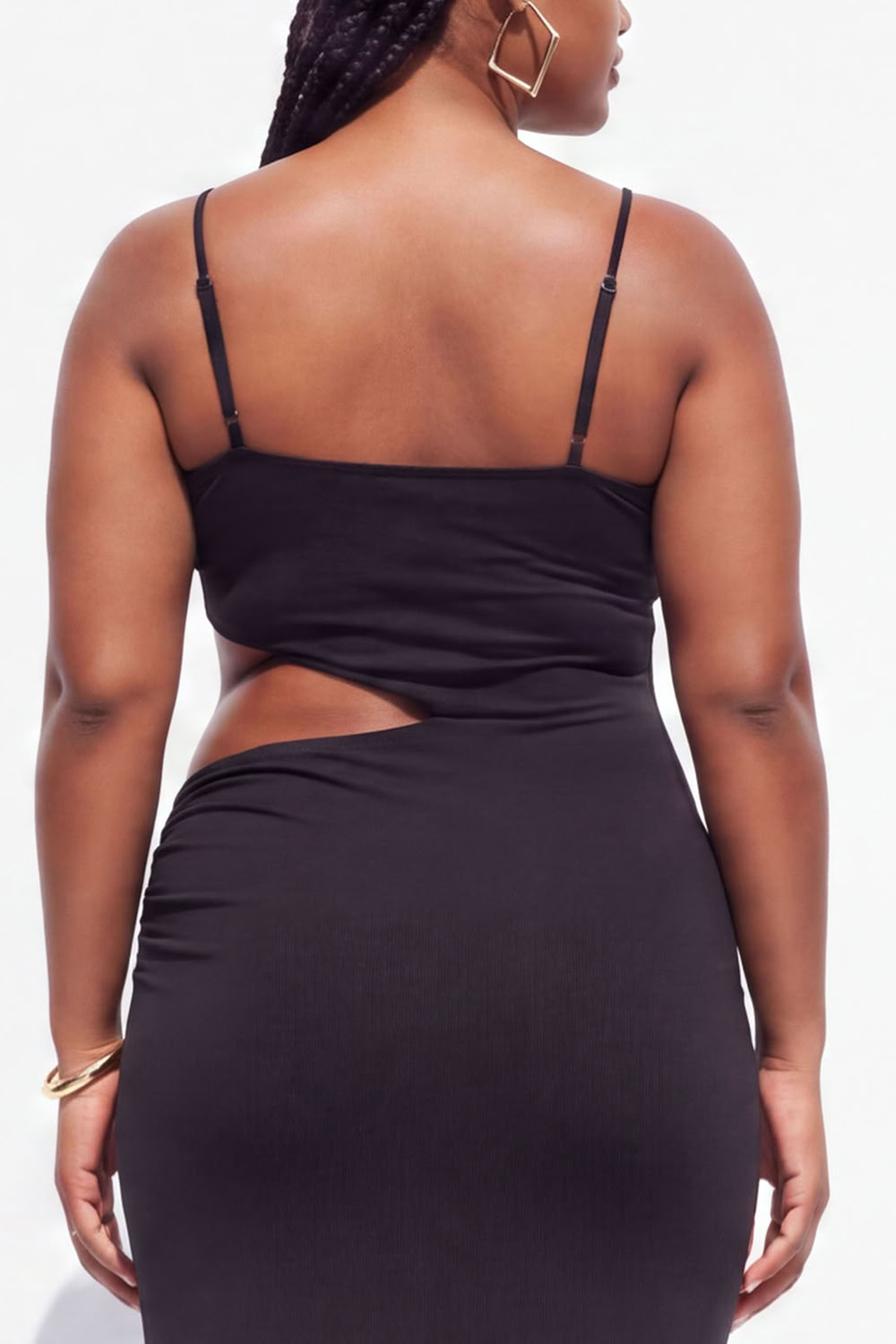 Plus Size Black Cut Out Maxi Wedding Guest Dress with Slit
