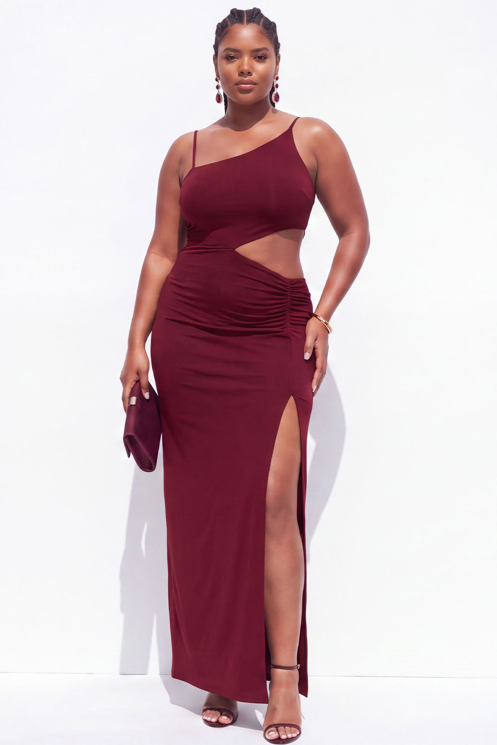 Plus Size Black Cut Out Maxi Wedding Guest Dress with Slit