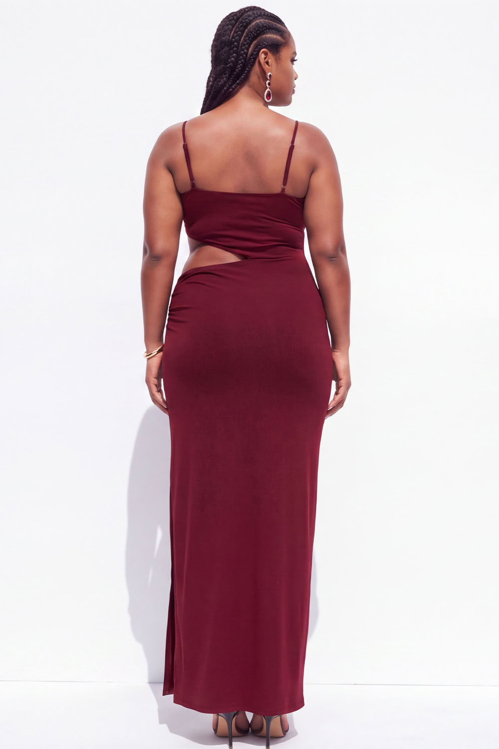 Plus Size Black Cut Out Maxi Wedding Guest Dress with Slit