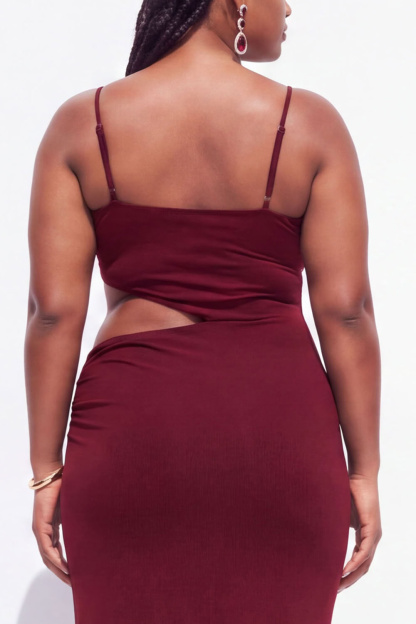 Plus Size Black Cut Out Maxi Wedding Guest Dress with Slit