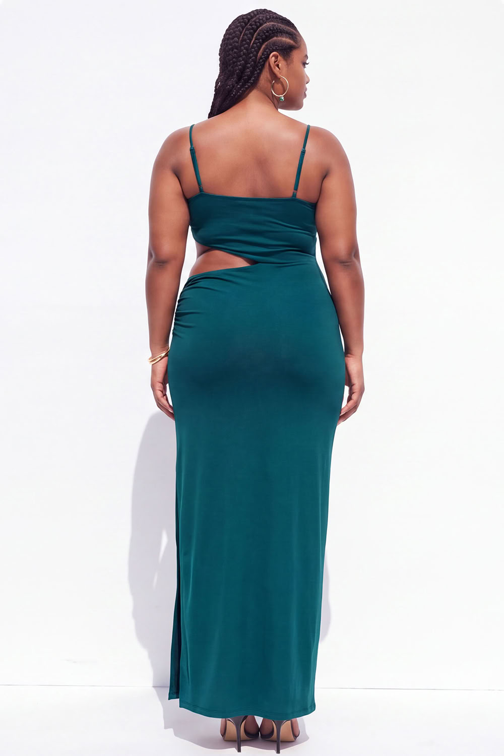 Plus Size Black Cut Out Maxi Wedding Guest Dress with Slit