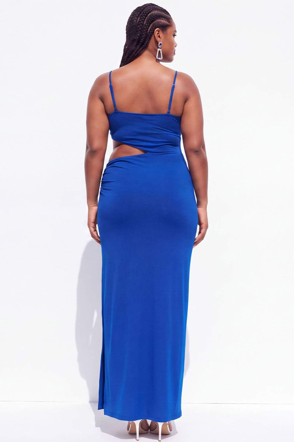 Plus Size Black Cut Out Maxi Wedding Guest Dress with Slit