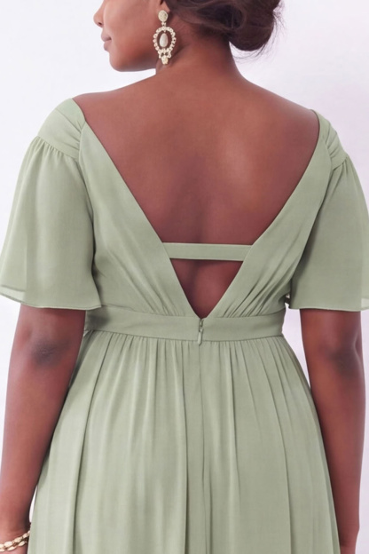 Blue A-Line Off the Shoulder Plus Size Maxi Wedding Guest Dress