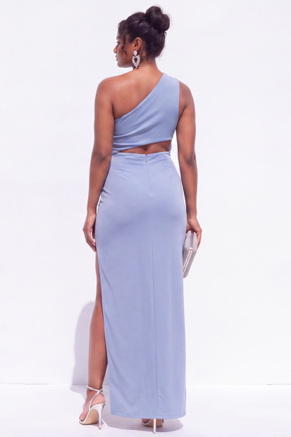 Brown Plus Size One Shoulder Cut Out Formal Dress with Side Slit