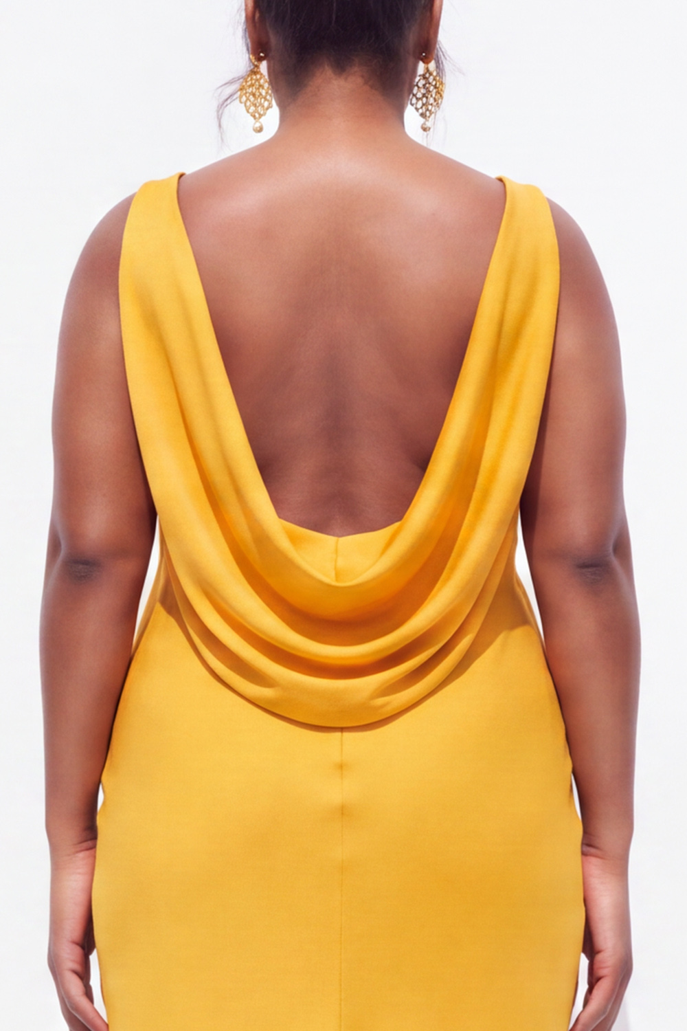 Plus Size Black Sheath Cowl Neck Satin Formal Dress