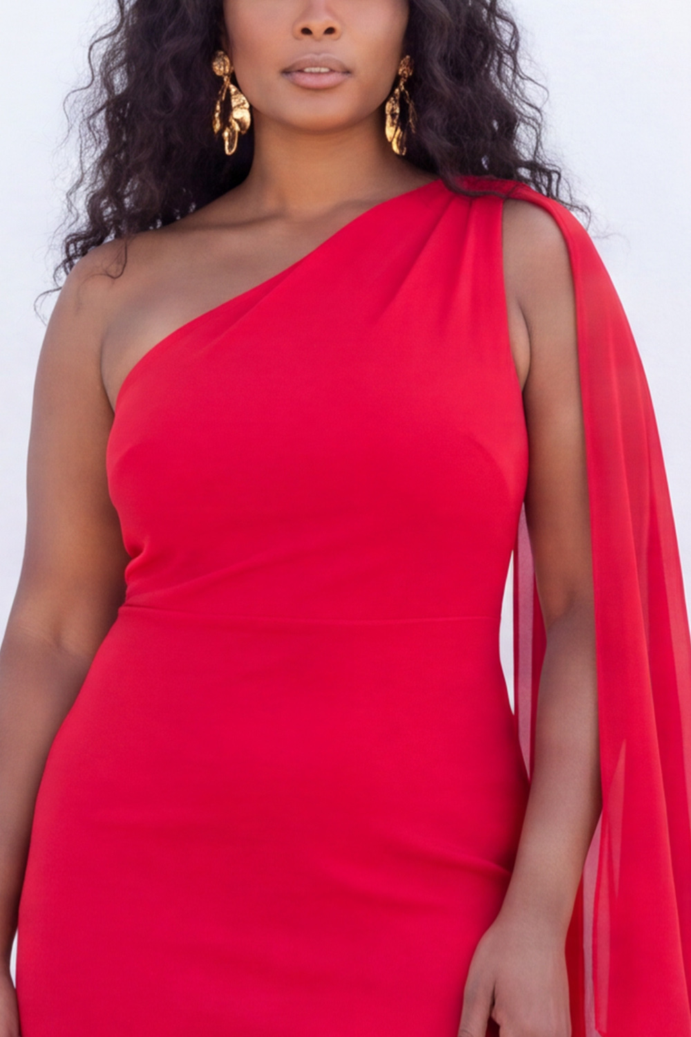 One Shoulder Black Sheath Maxi Formal Dress with Cape