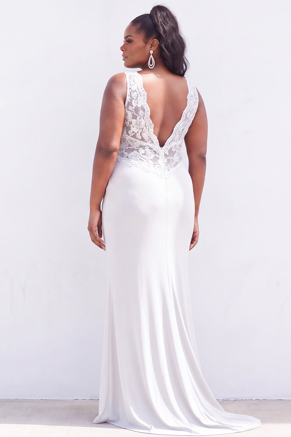 Black Lace Plus Size Mermaid Maxi Formal Dress