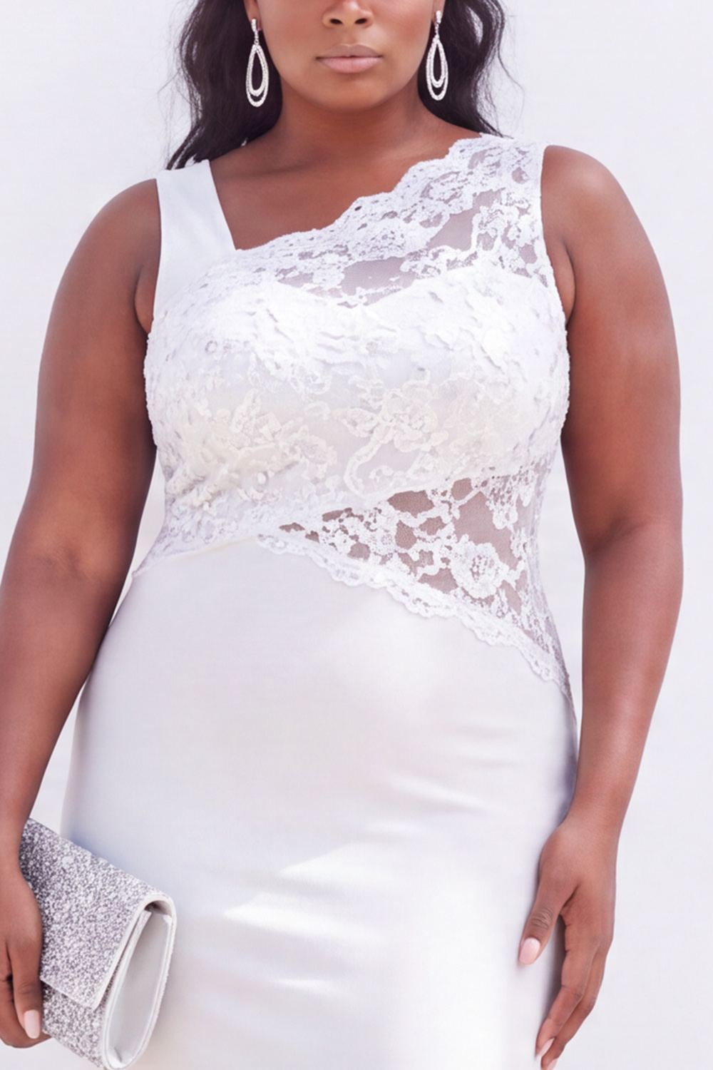 Black Lace Plus Size Mermaid Maxi Formal Dress