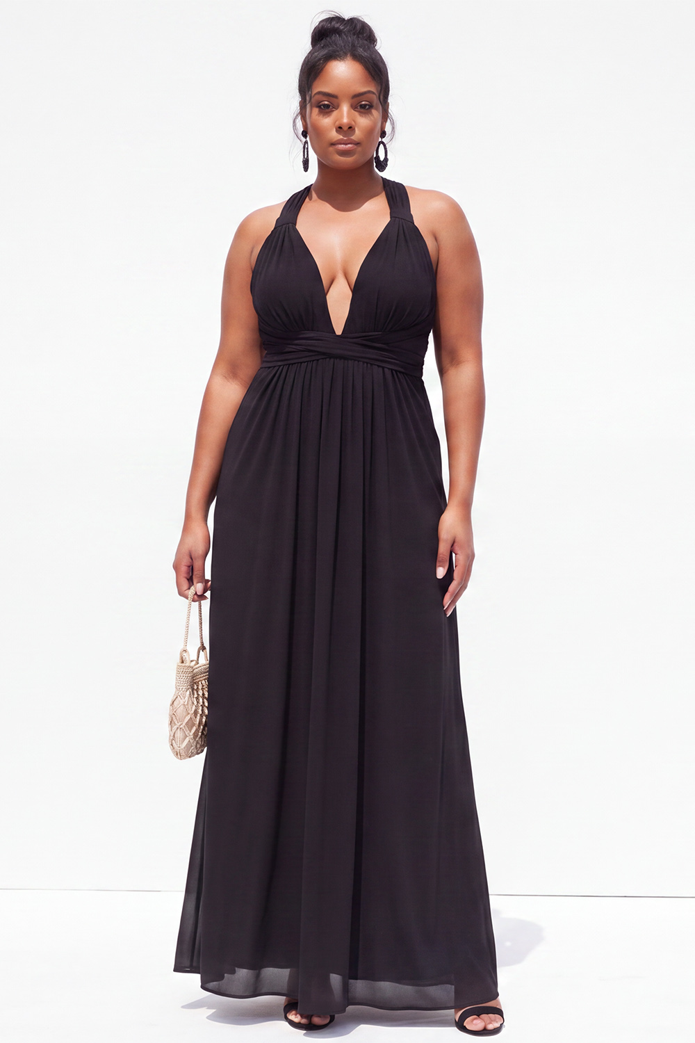 Yellow Plus Size Halter Maxi Bridesmaid Dress